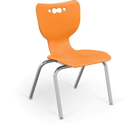 MOORECO Hierarchy School Chair, 4 Leg, 16" Chrome Frame, Orange Armless Shell, PK5 53316-5-ORANGE-NA-CH
